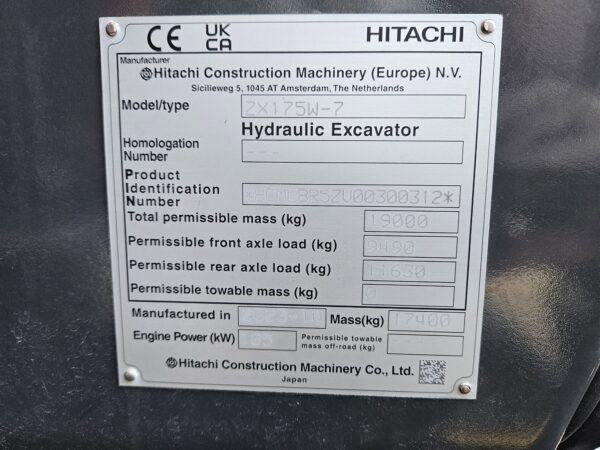 Hitachi ZX175W-7 2p 2023 ref. 300312