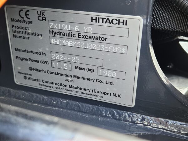 Hitachi ZX19U-6 minigraver 2024 ref 35609